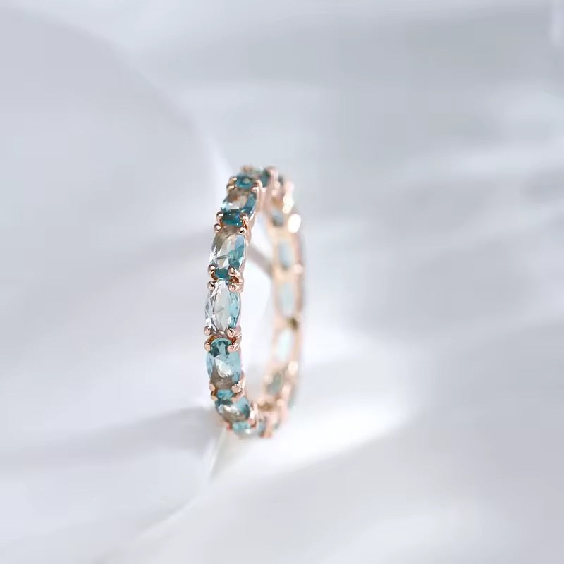 14k Rolled Gold Aquamarine Inside out hoops and Ring Set