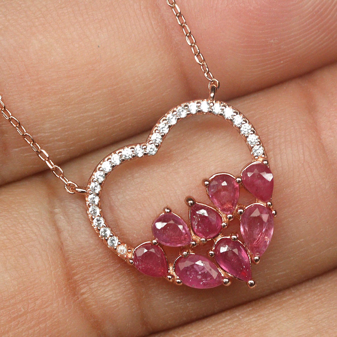 Natural Burmese Ruby Heart Necklace – Handcrafted in Canada