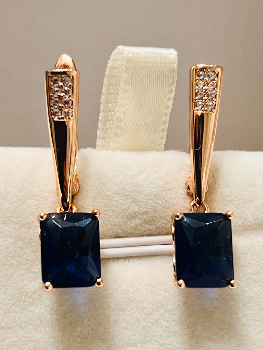 Rolled Gold Lab Created Sapphires Earrings
