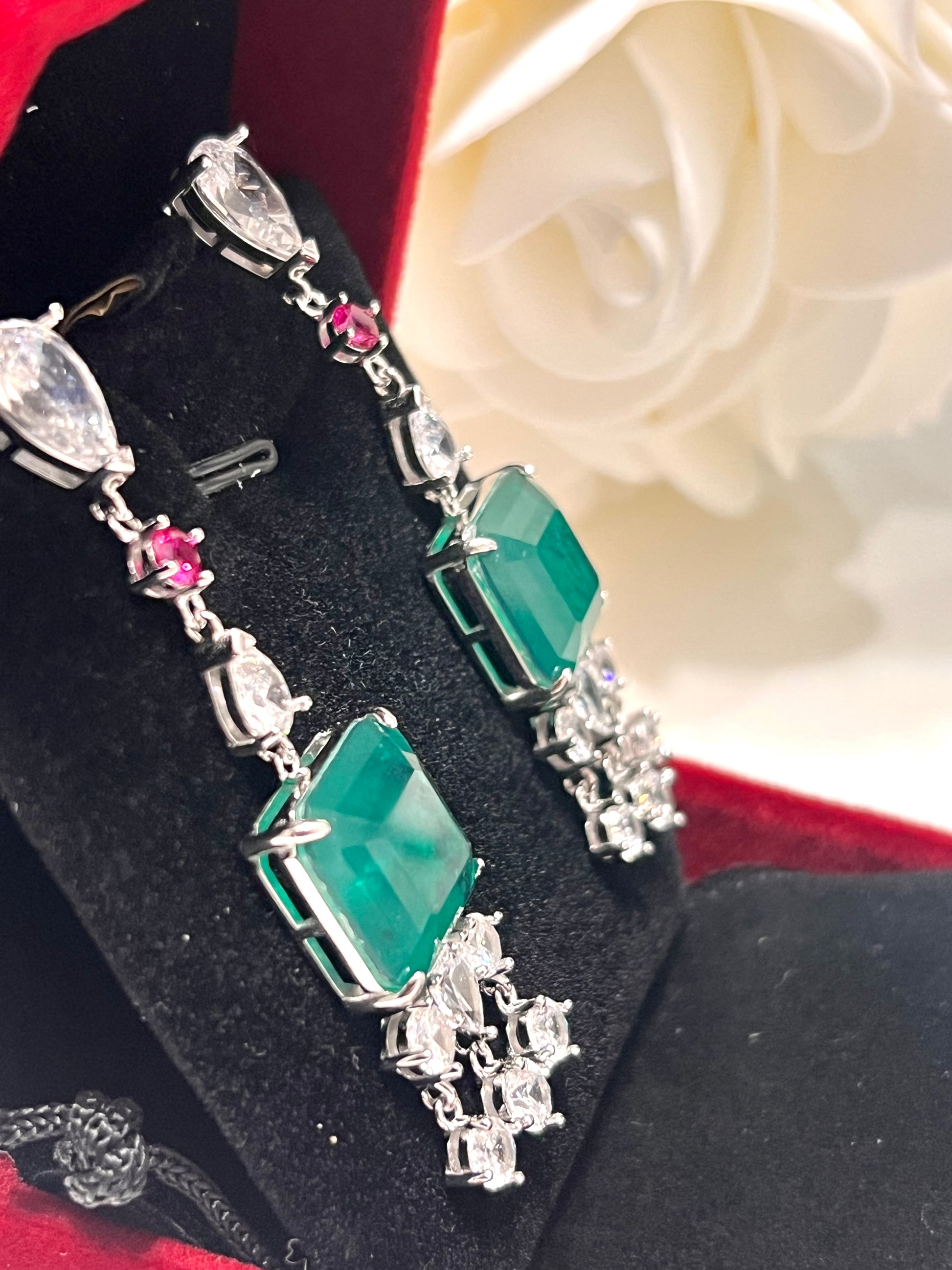 10.5CT Handmade Zambian Emerald Drop doublet Earrings