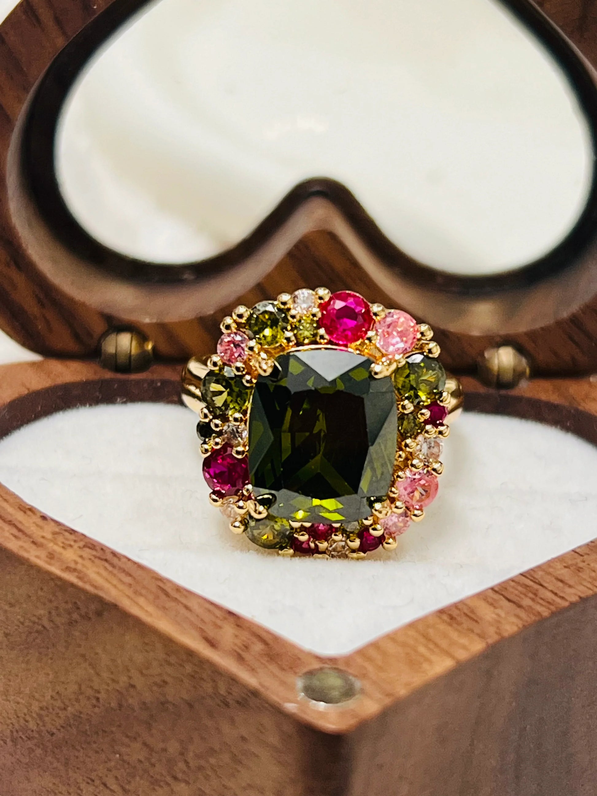 Vibrant Peridot & Sapphire Statement Ring