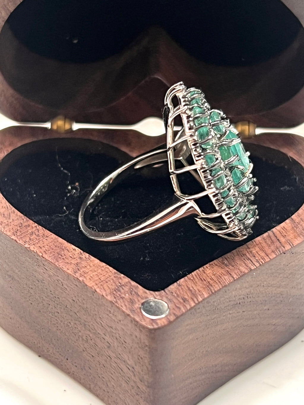 Genuine Emerald and Natural Diamond Ring