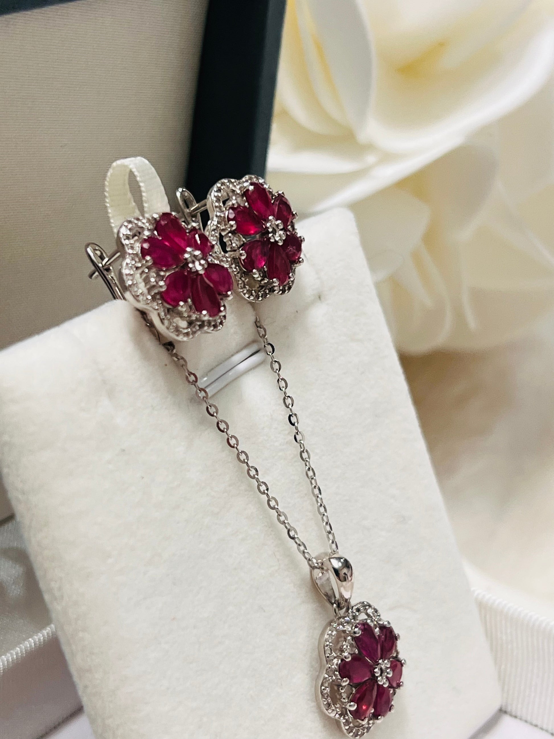 Handmade Natural Ruby Bloom- “The Neptune Set”