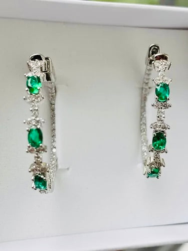 Elegant Eva & Elie Emerald Hoop Earrings