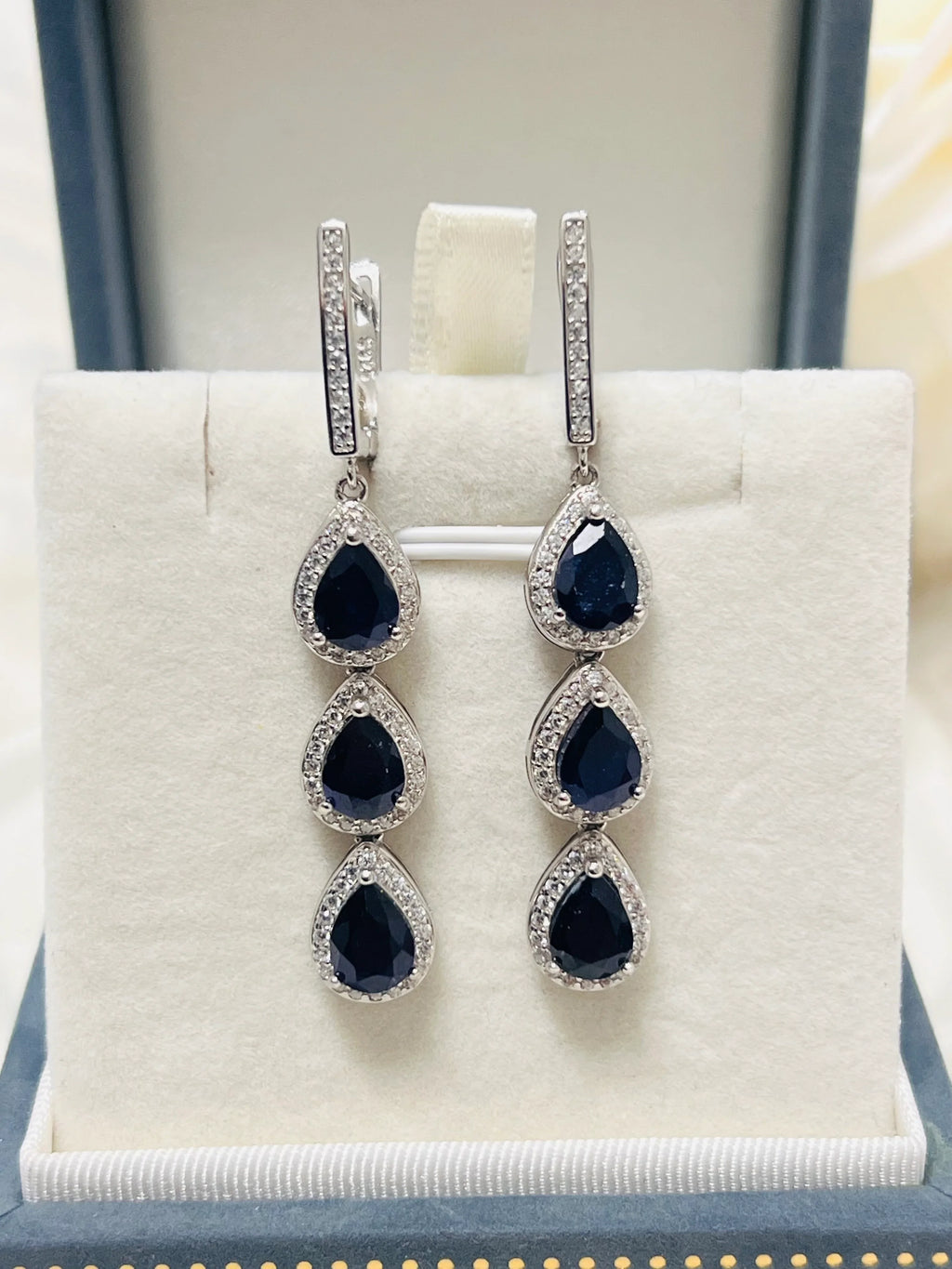 Handmade Natural Ceylon Sapphire Earrings