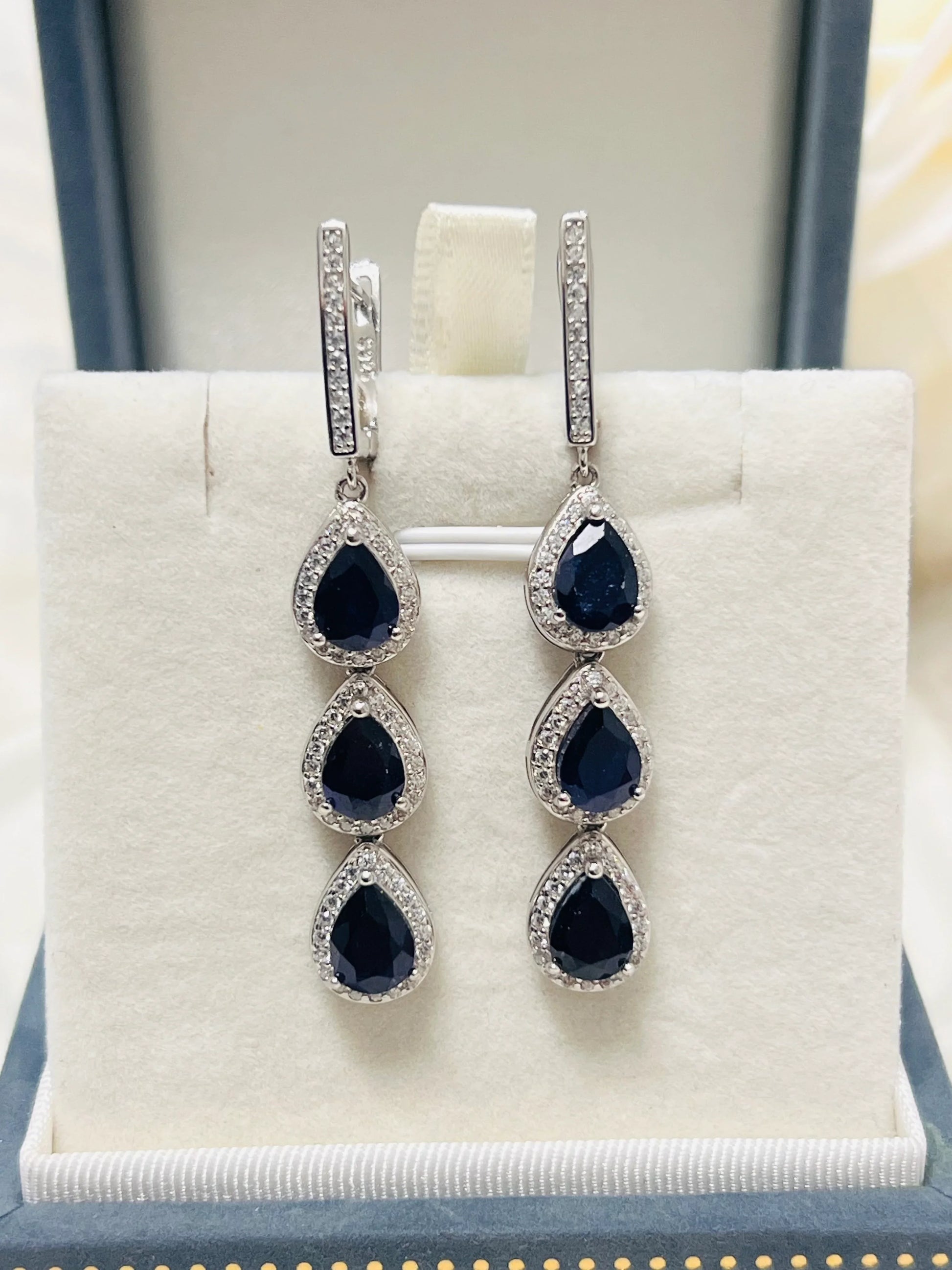 Handmade Natural Ceylon Sapphire Earrings