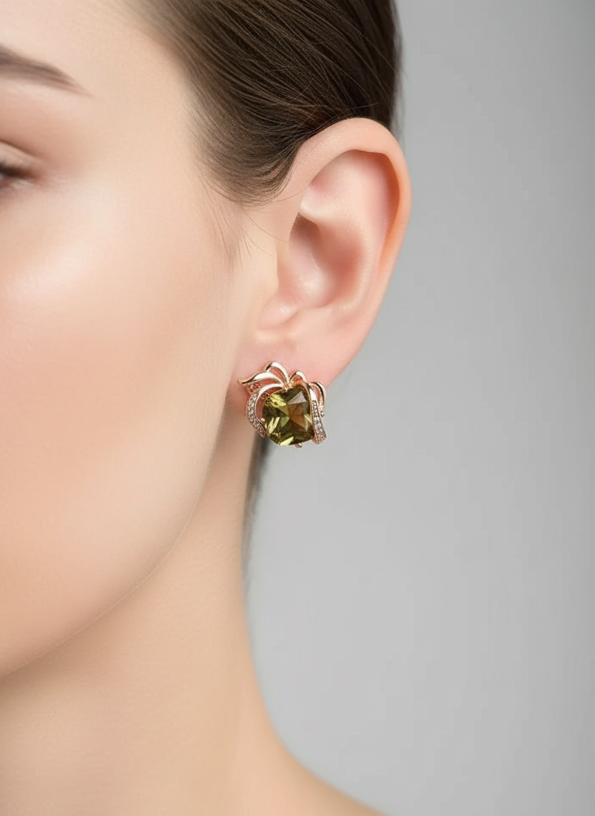 14k Rolled Gold Honey Citrine Earrings