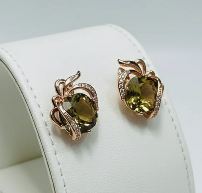 14k Rolled Gold Honey Citrine Earrings