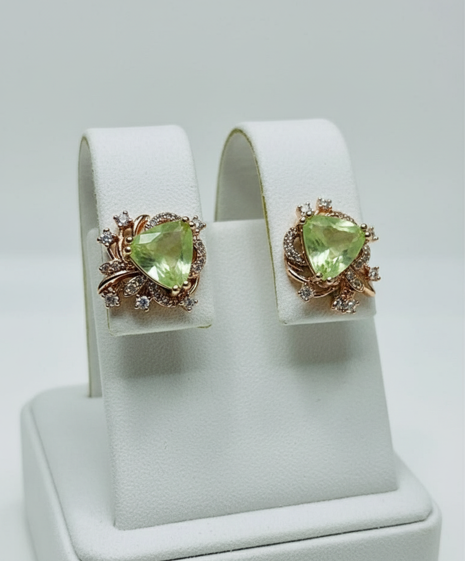 14K Rolled Gold Prehnite Earrings | Hypoallergenic, Lightweight & Artisan Crafted