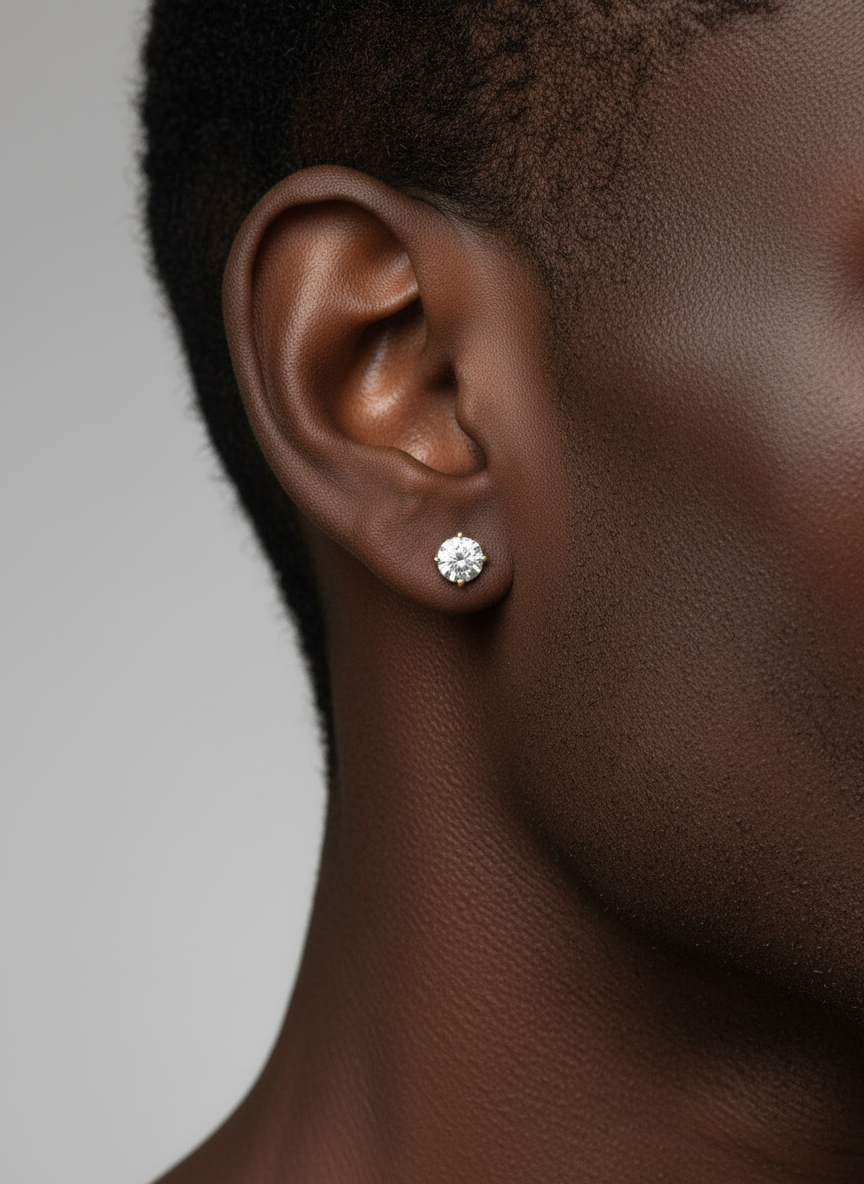 Solid 14k gold Diamond (Moissanite) Stud Earrings