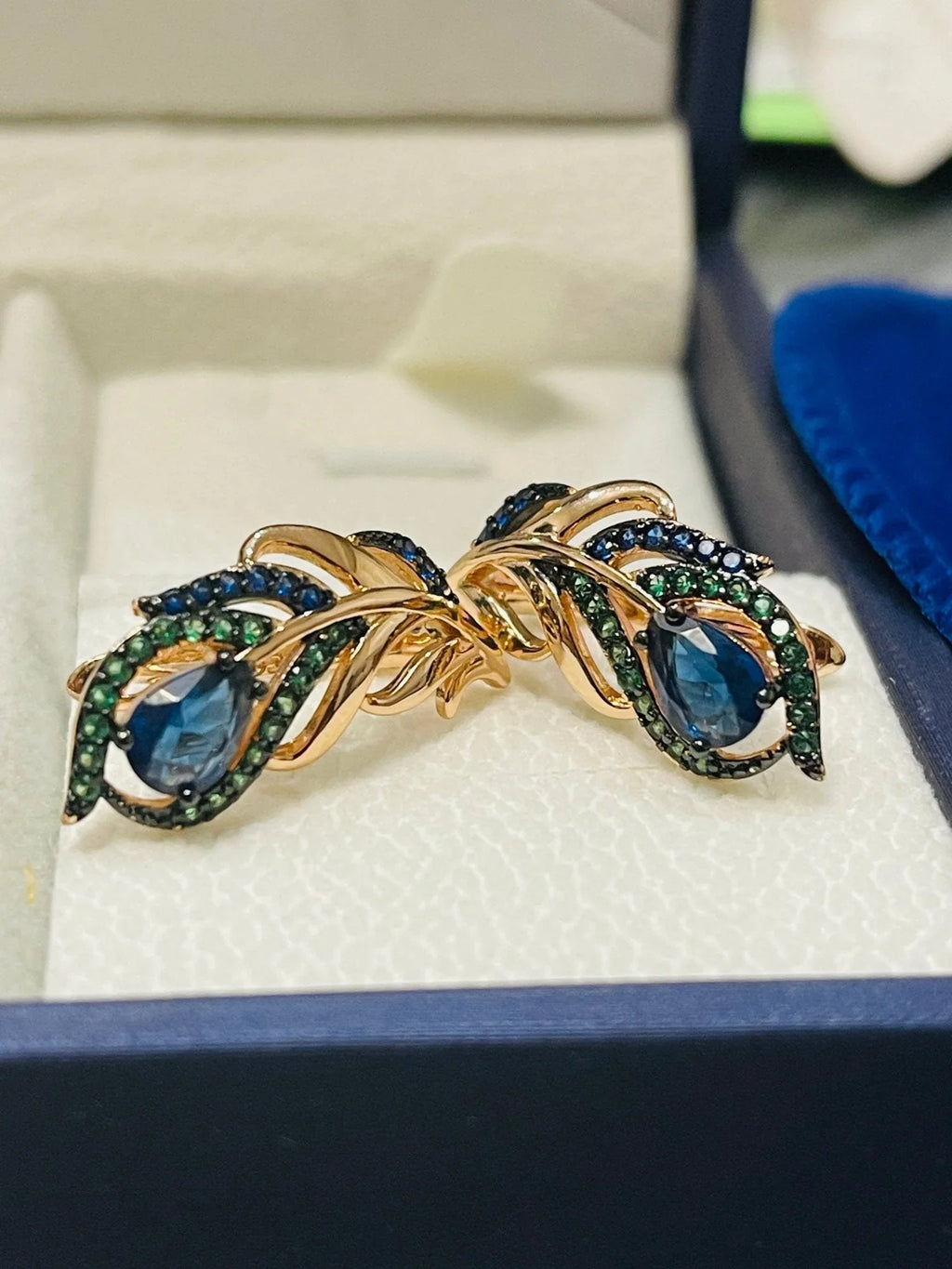 14k Gold Filled Peacock Feather Earrings.