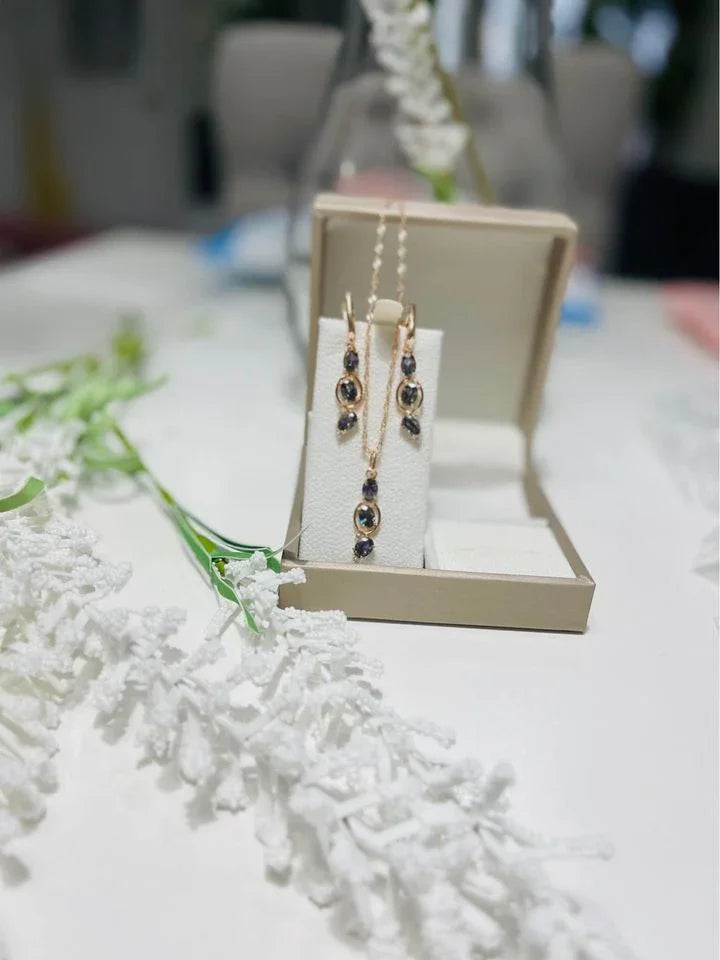 14K Rose Gold Set with Mystic Topaz.