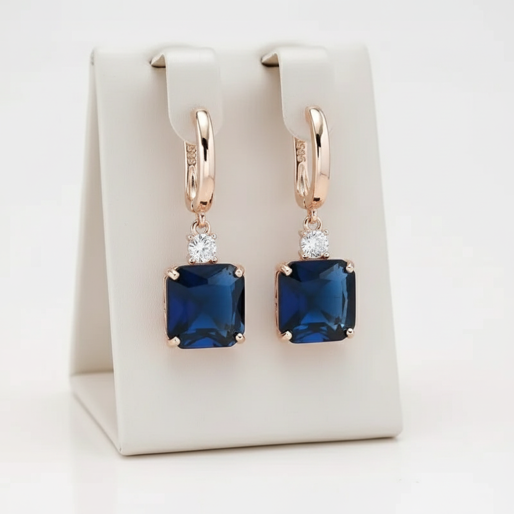 14k Sapphire Elegant Simple Earrings