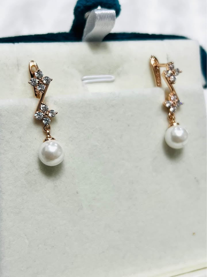 Golden Pearl – 14k Rolled Gold Earrings with Pearl Drop