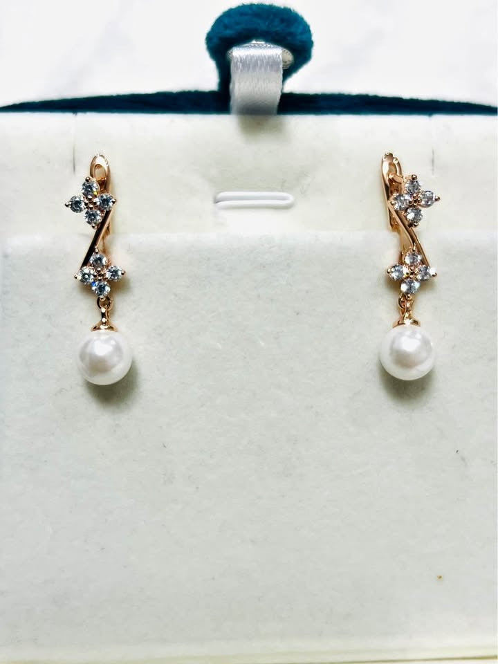 Golden Pearl – 14k Rolled Gold Earrings with Pearl Drop