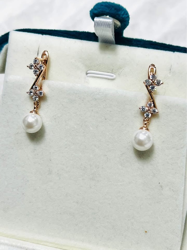 Golden Pearl – 14k Rolled Gold Earrings with Pearl Drop