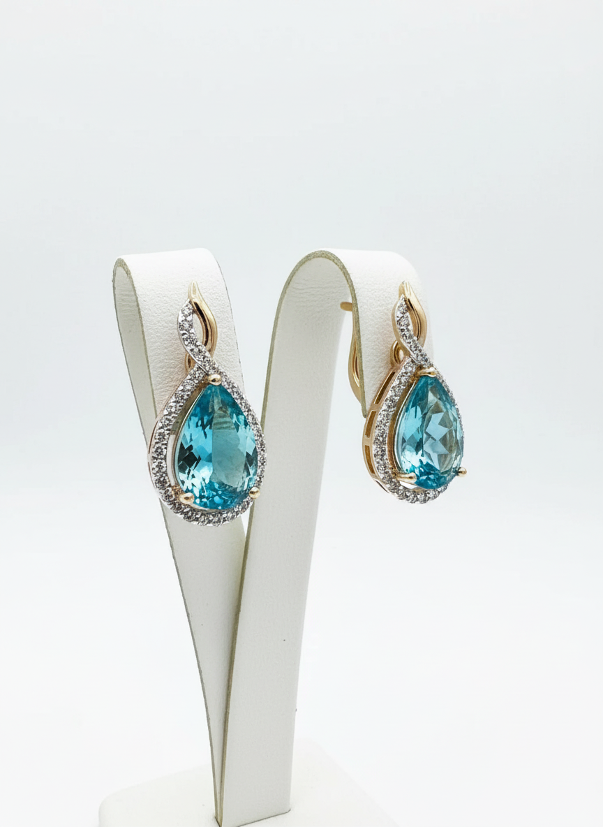 Blue Topaz 14k Rolled-Gold Earrings
