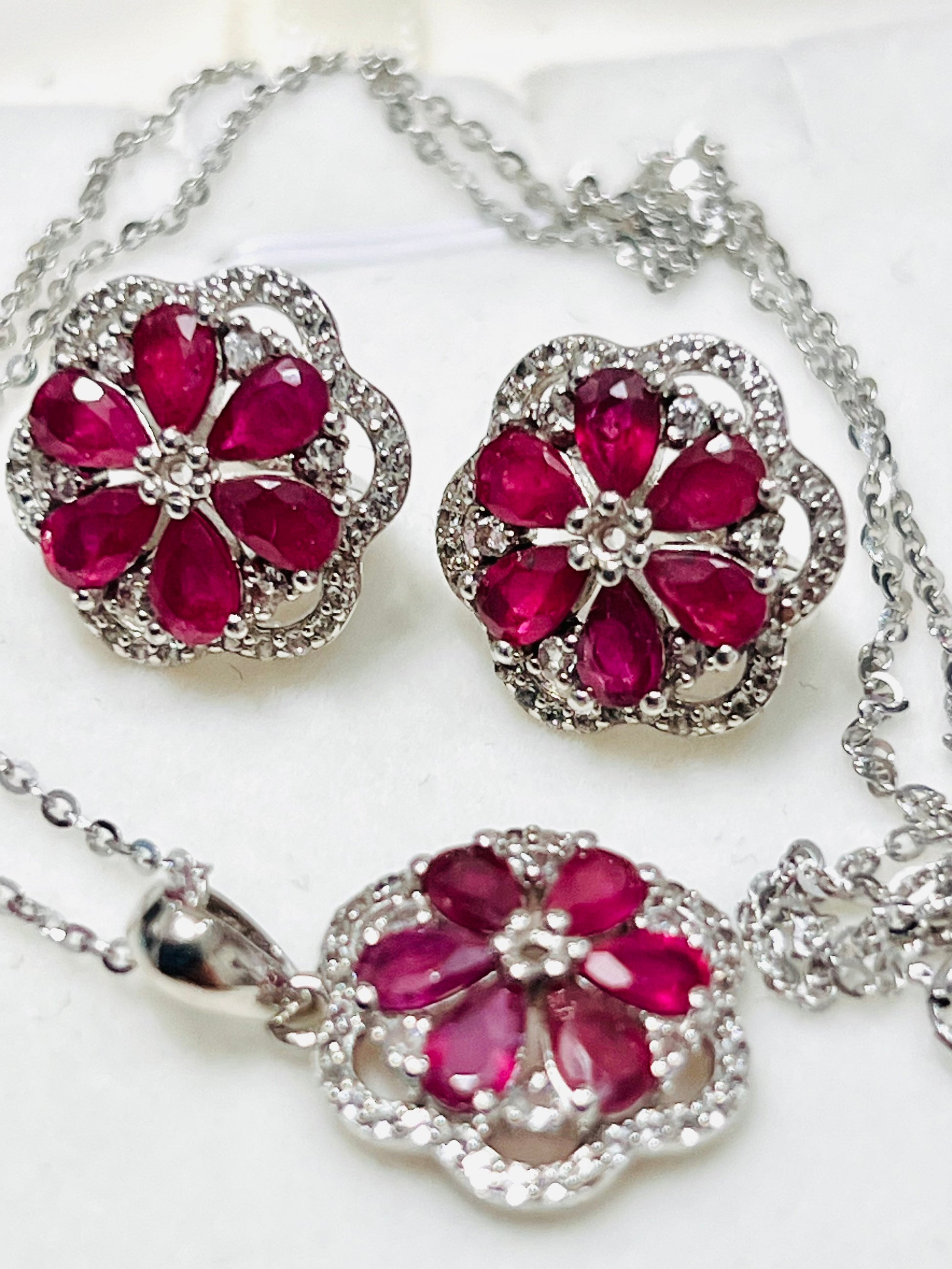 Handmade Natural Ruby Bloom- “The Neptune Set”