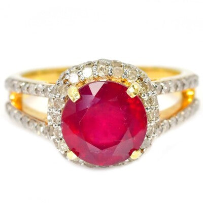Genuine Burmese Ruby and natural diamonds ring