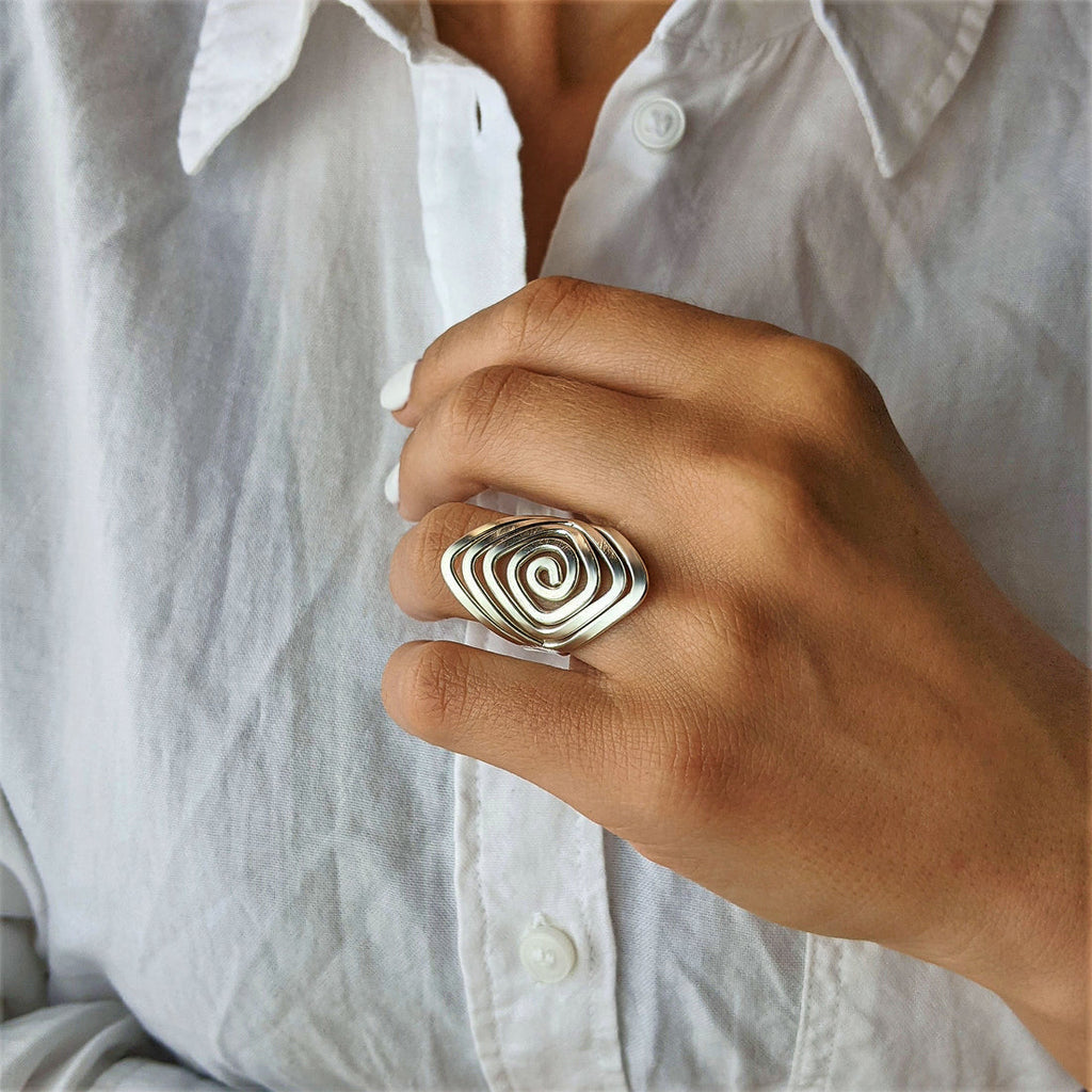 Statement Solstice Swirl Ring- Waterproof