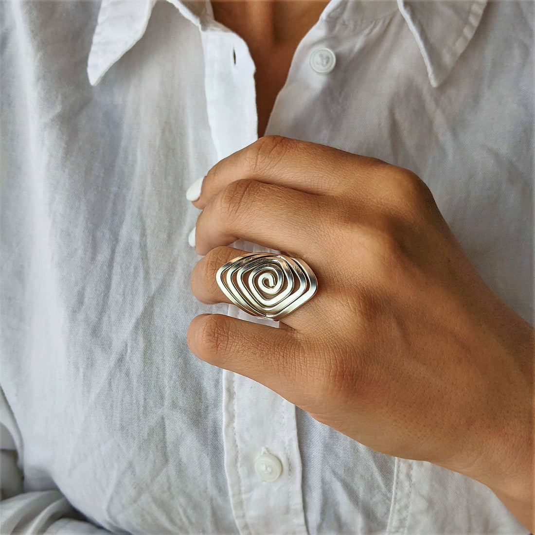 Statement Solstice Swirl Ring- Waterproof
