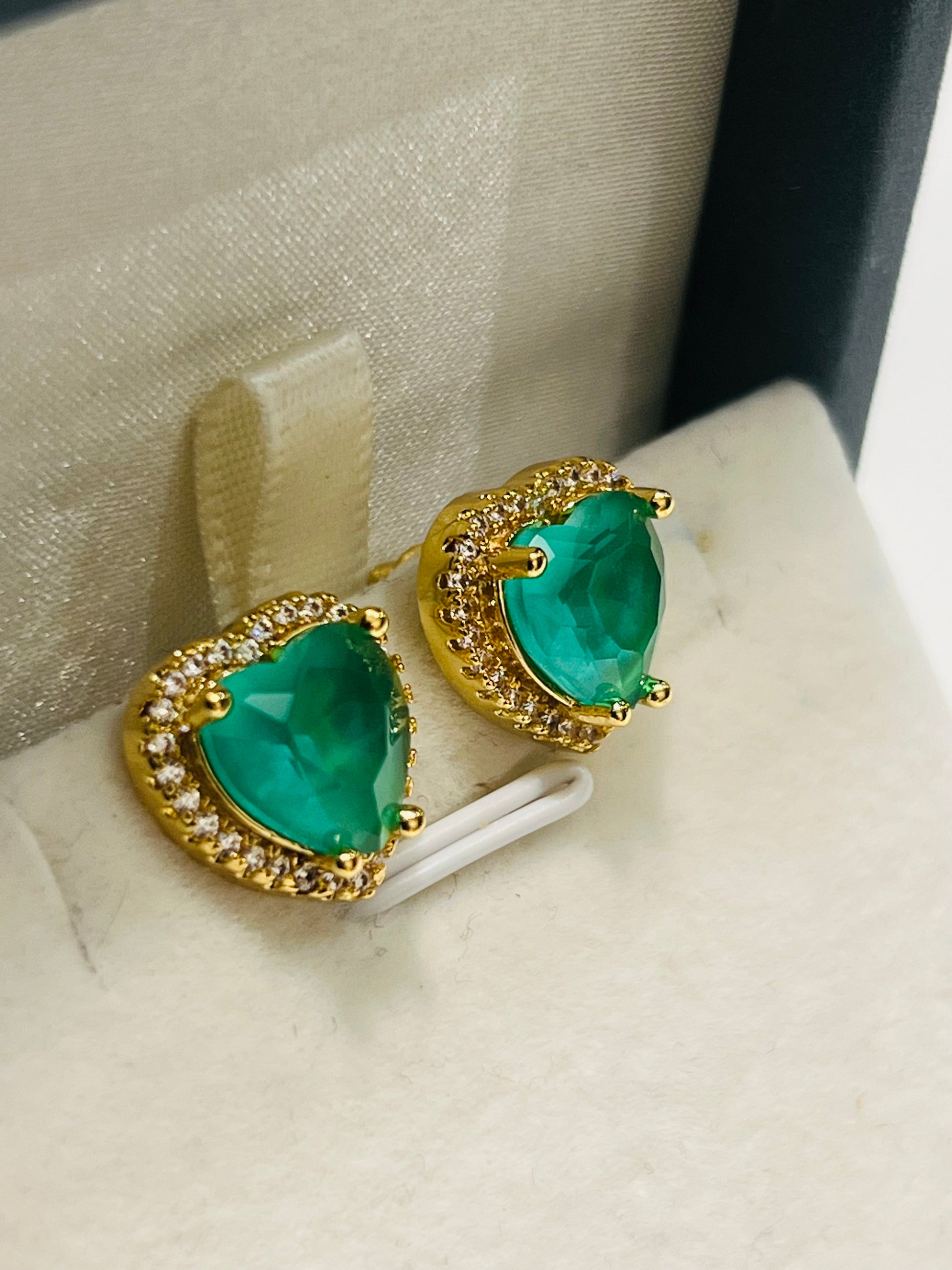 Stunning Colombian Emerald Doublet Neon Heart Earrings