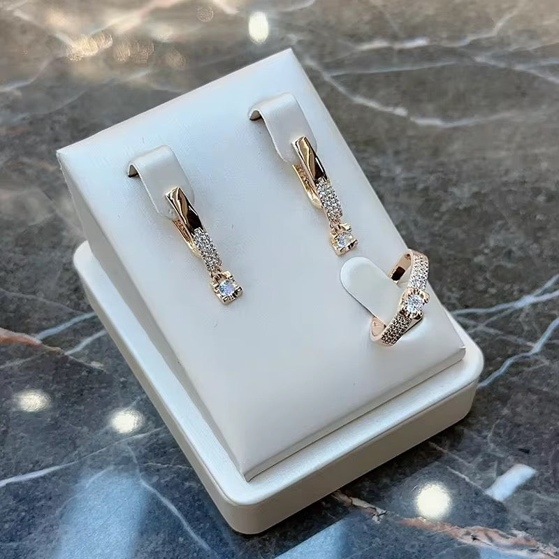 14K Rolled Gold White Shining Minimal Earrings
