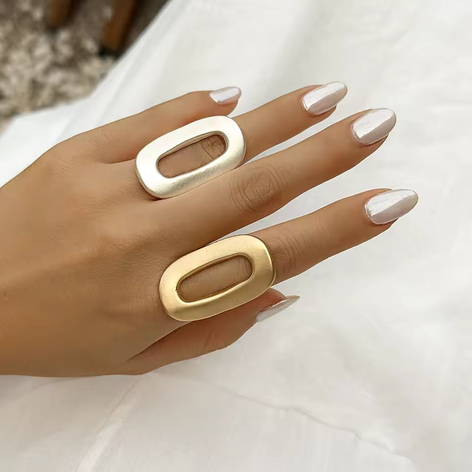 Geometric Gold Plated Adjustable Ring – Modern Brass Statement Index Finger Ring (PVD Coated)