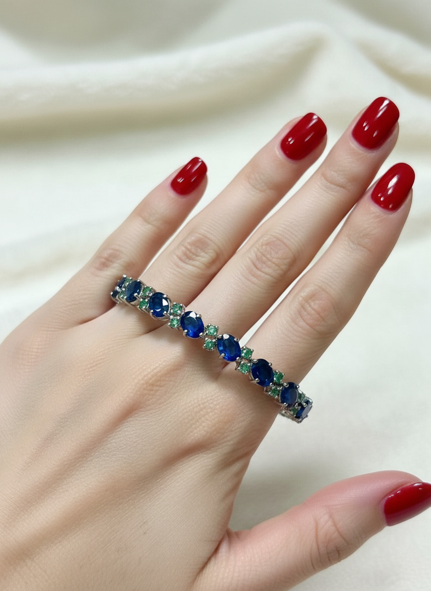 Handmade genuine Sapphires, Kyanite and Sapphire Bracelet
