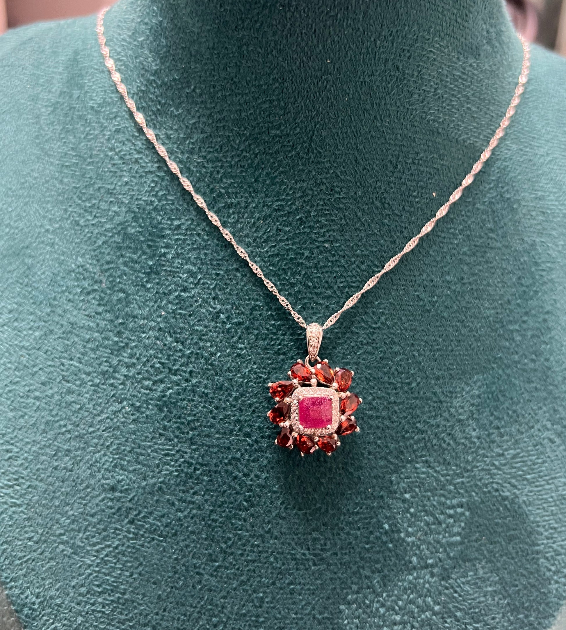 Handmade Genuine Ruby and Garnet Necklace