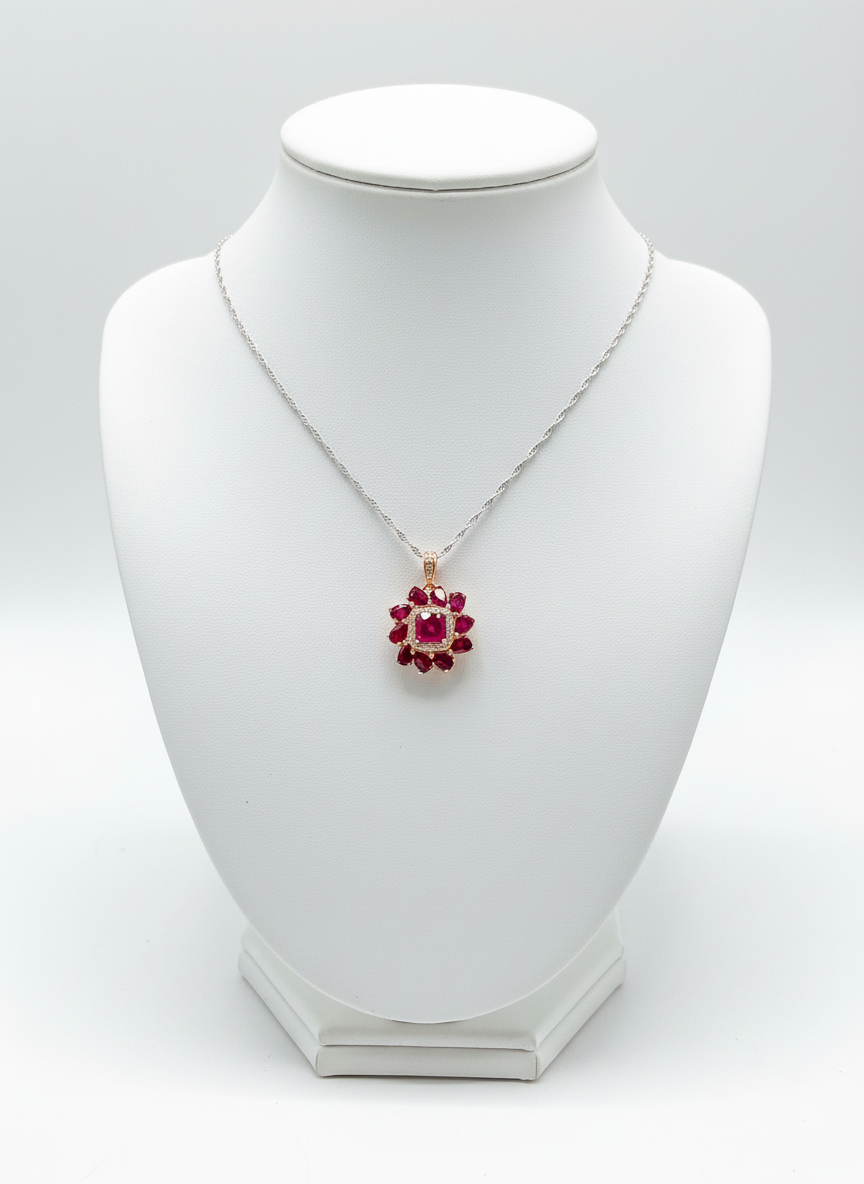 Handmade Genuine Ruby and Garnet Necklace