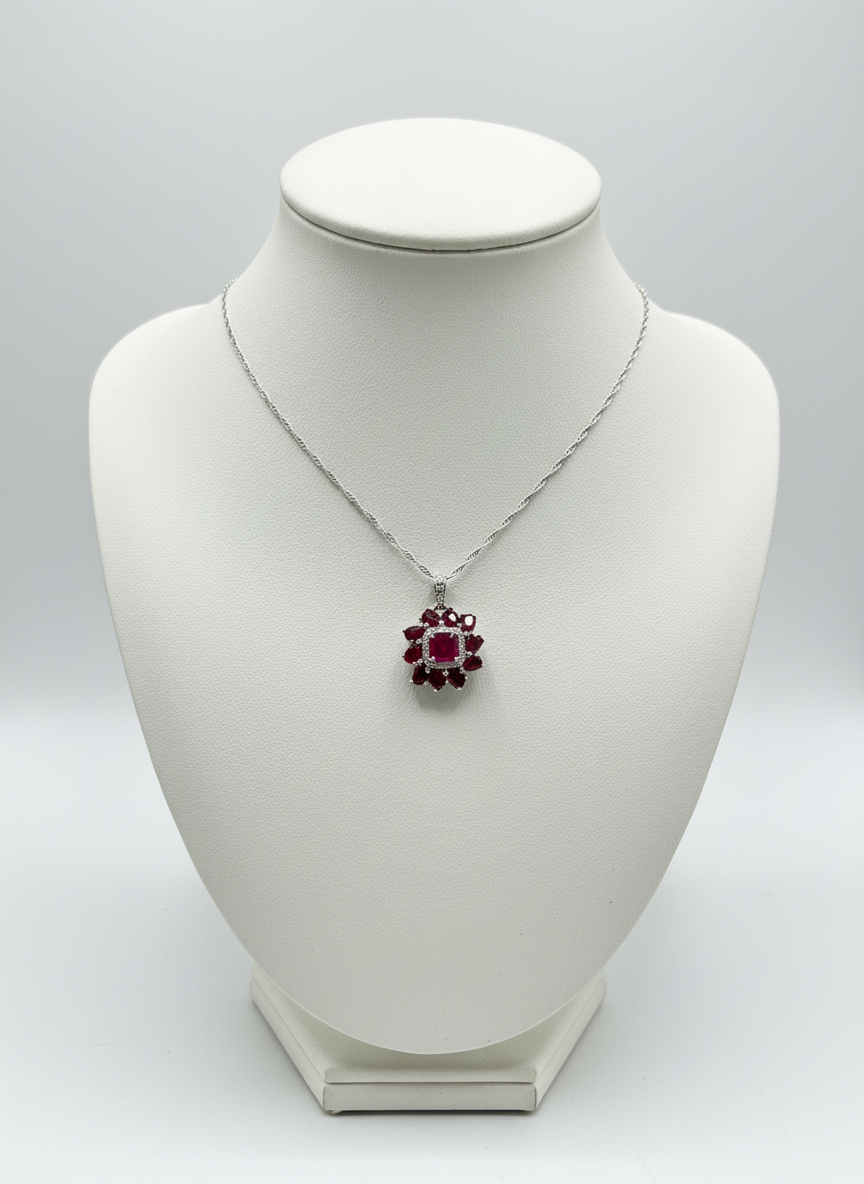 Handmade Genuine Ruby and Garnet Necklace