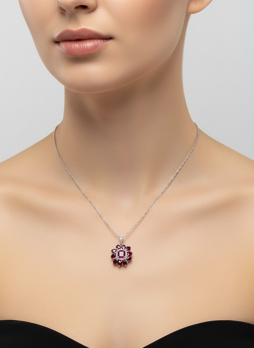 Handmade Genuine Ruby and Garnet Necklace