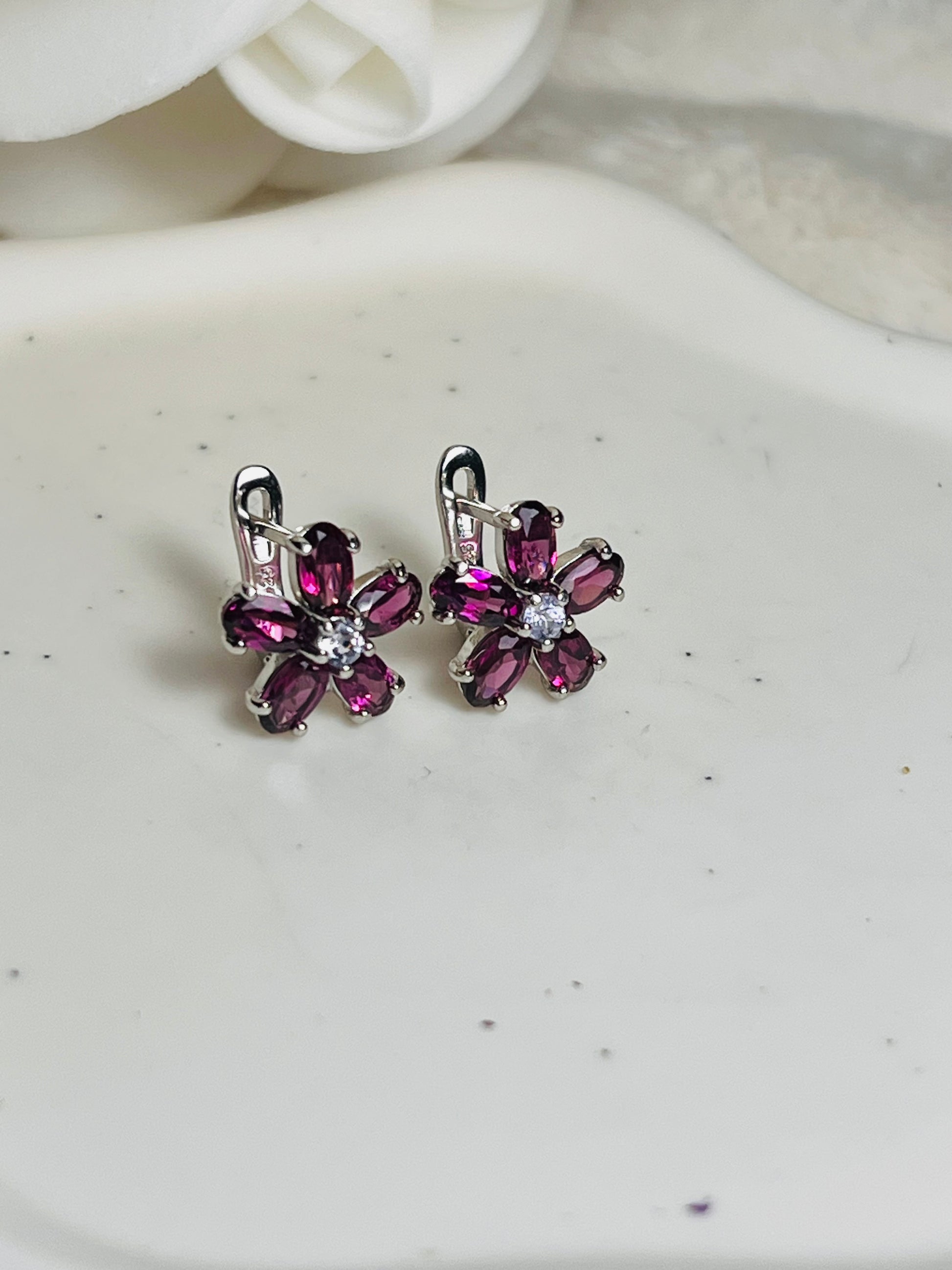 Handmade Natural Rhodolite Garnet earrings- wedding Collection