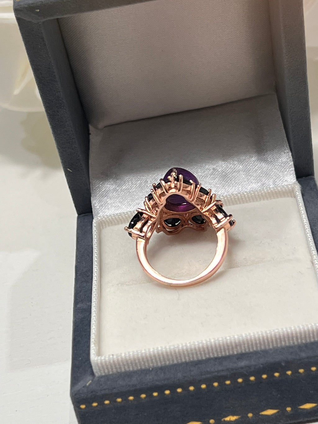 Handmade Genuine Amethyst and Sapphire Ring