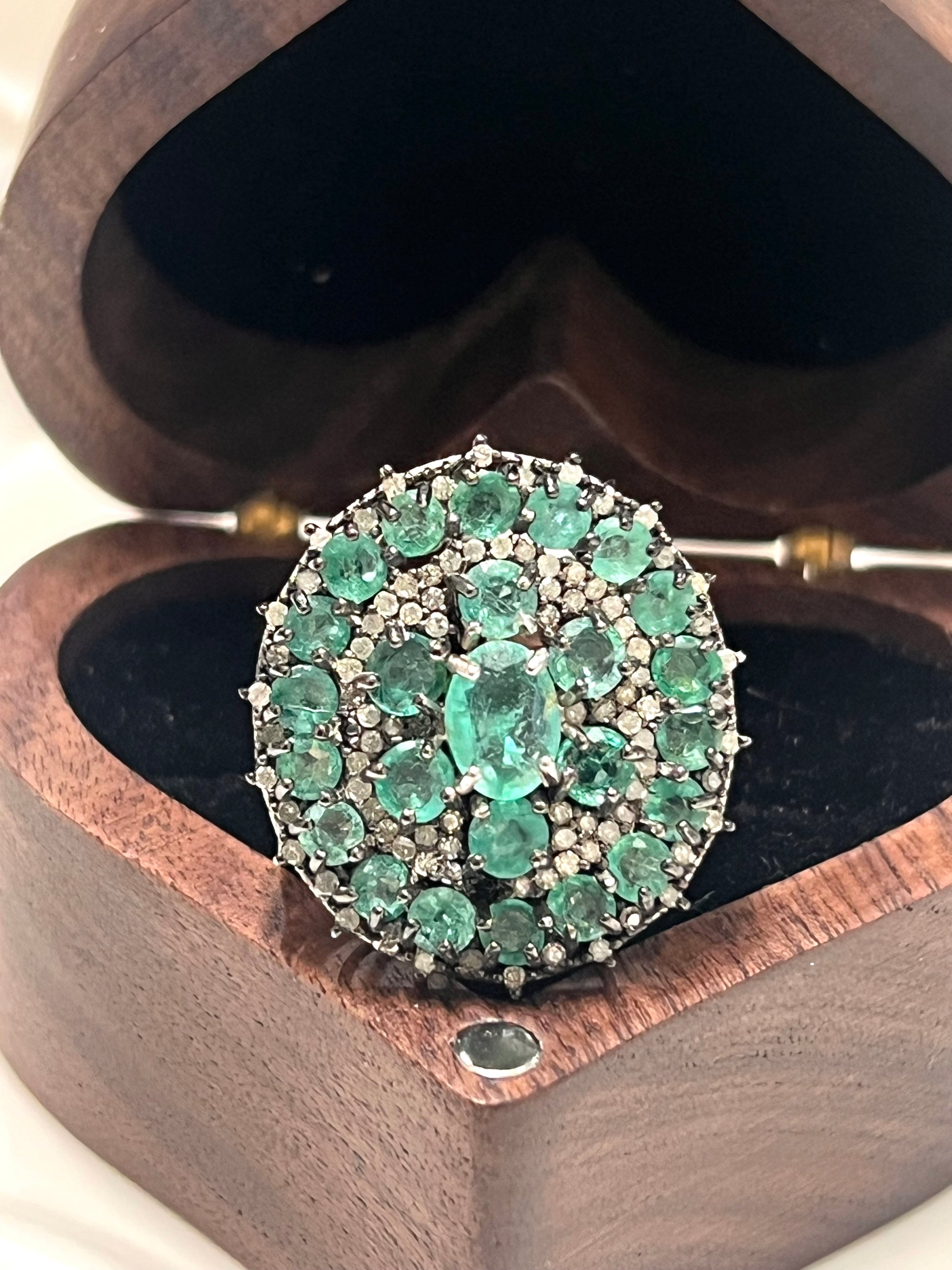 Genuine Emerald and Natural Diamond Ring