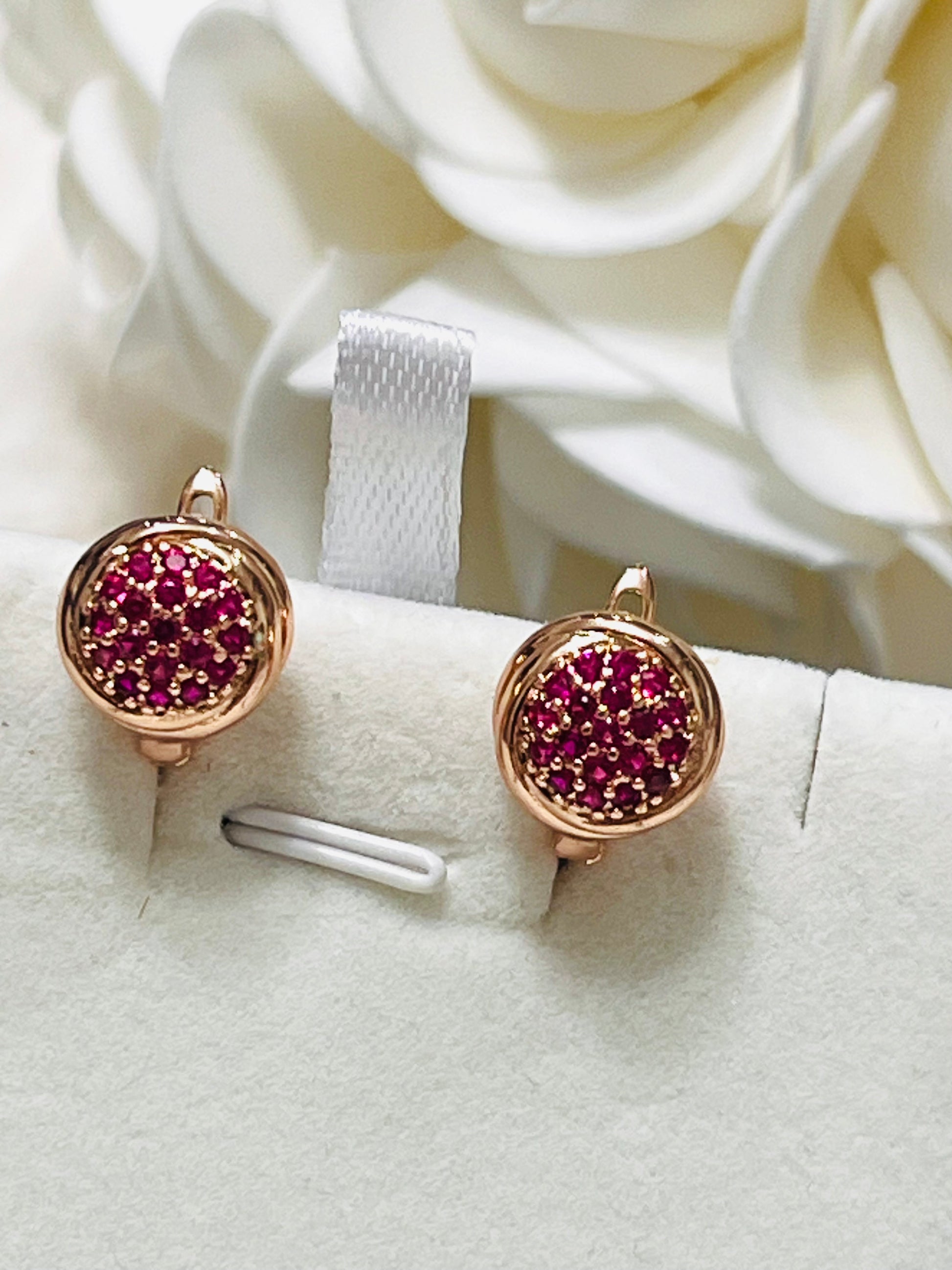 14k Rolled Gold Dainty Pink circular earrings