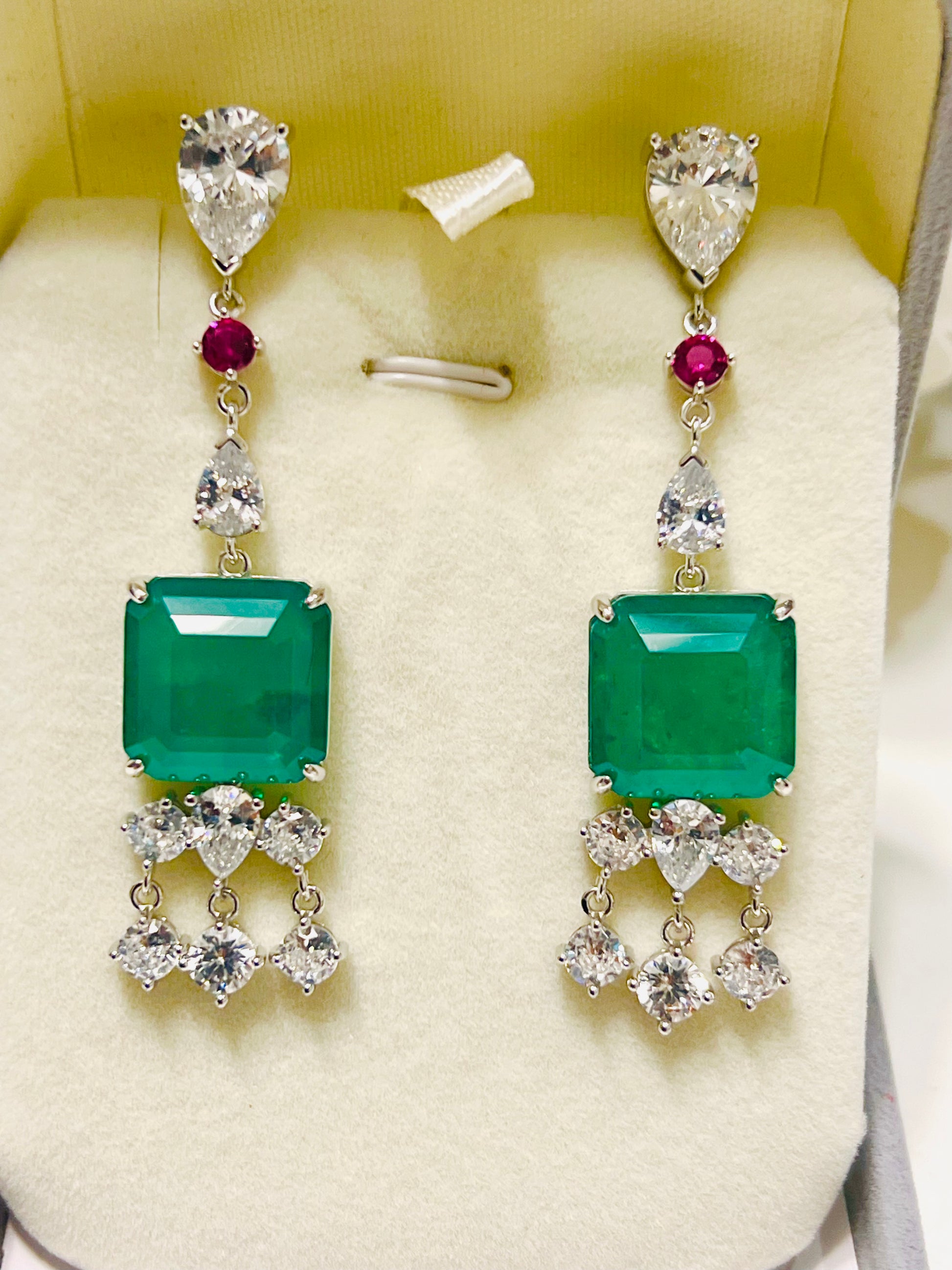 10.5CT Handmade Zambian Emerald Drop doublet Earrings