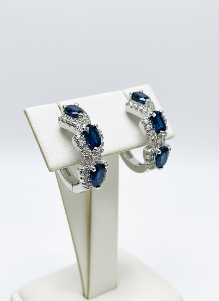 Handmade Natural Blue Sapphire Petite Huggie Earrings