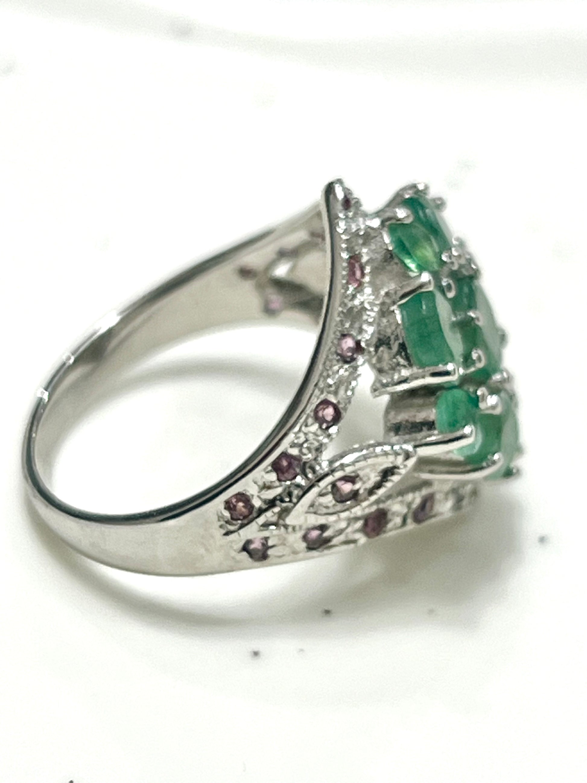 Handmade Art Deco Genuine Emerald Ring