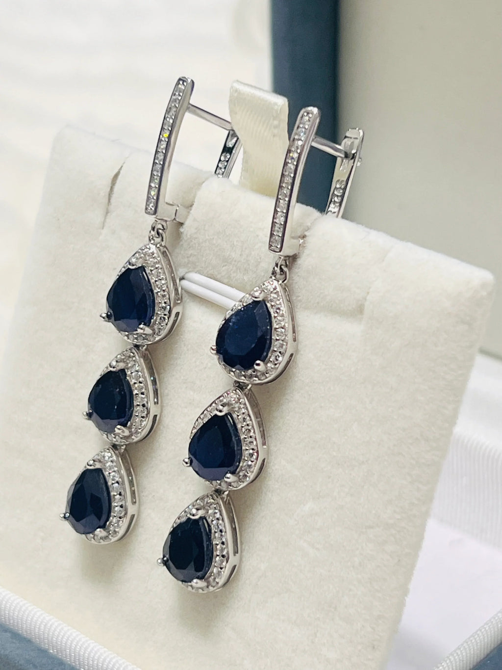 Handmade Natural Ceylon Sapphire Earrings