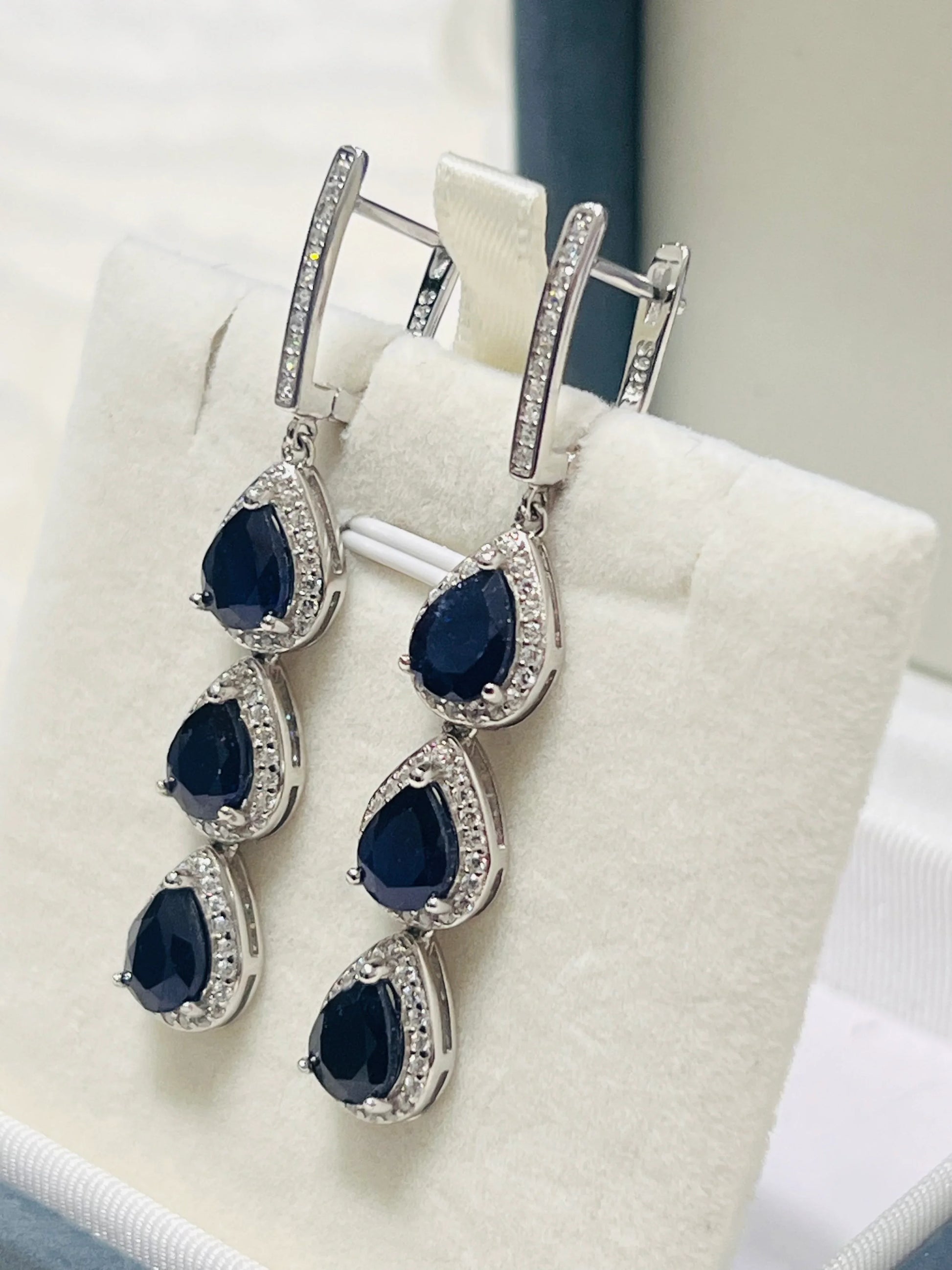 Handmade Natural Ceylon Sapphire Earrings