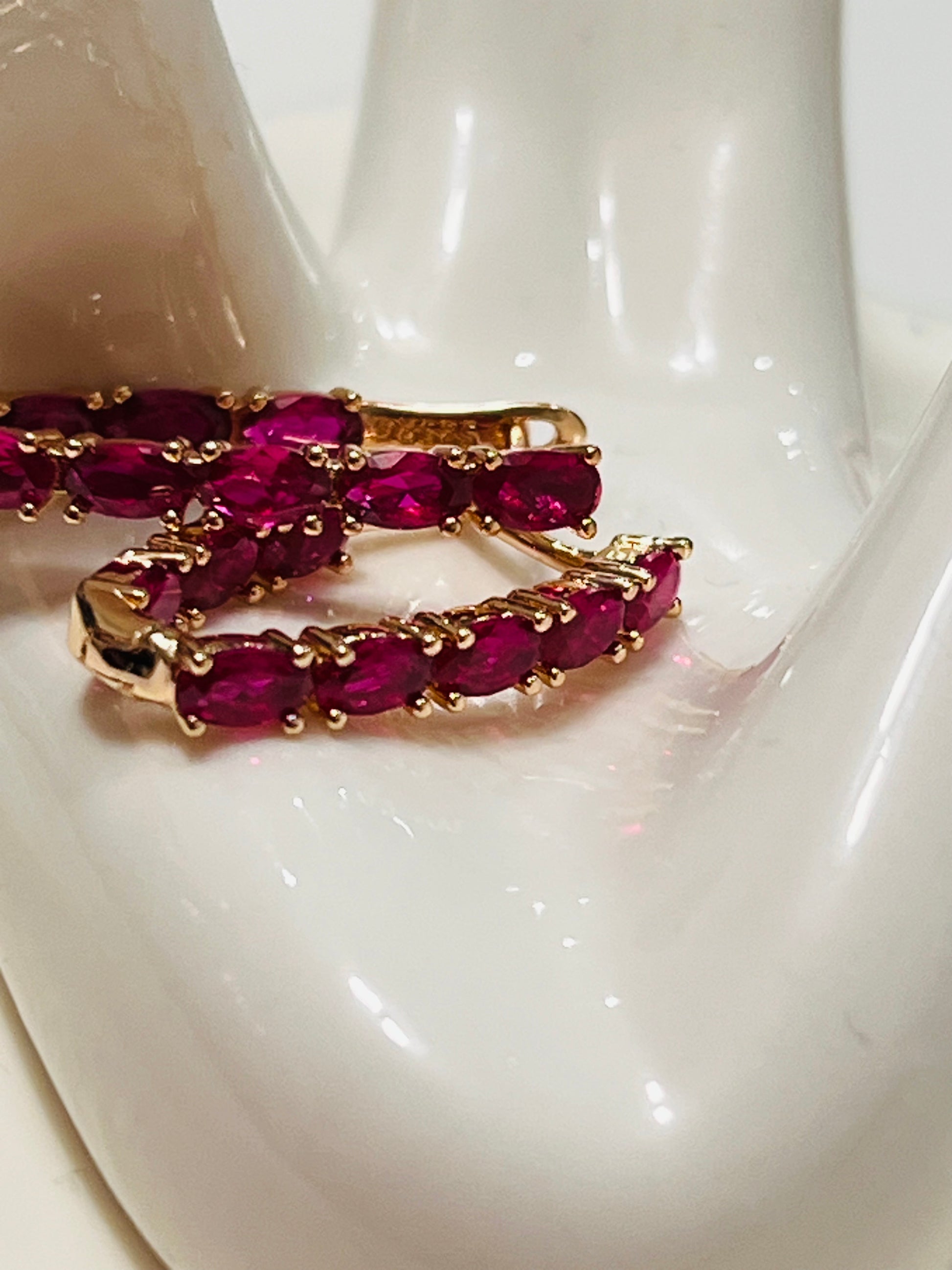 14k Gold Filled Shocking Pink V Hoop Earrings