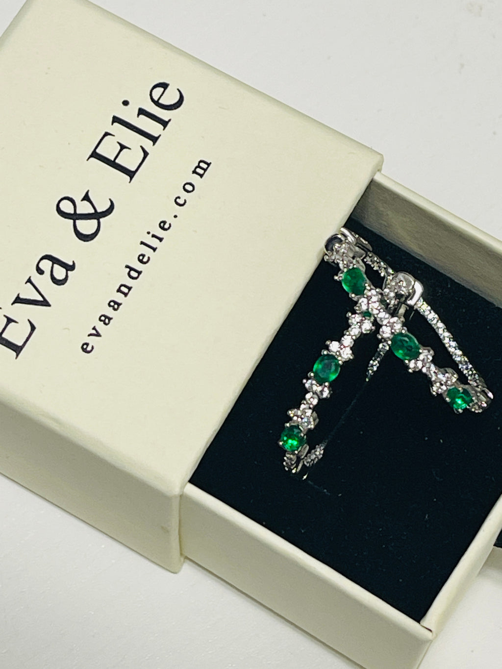 Elegant Eva & Elie Emerald Hoop Earrings