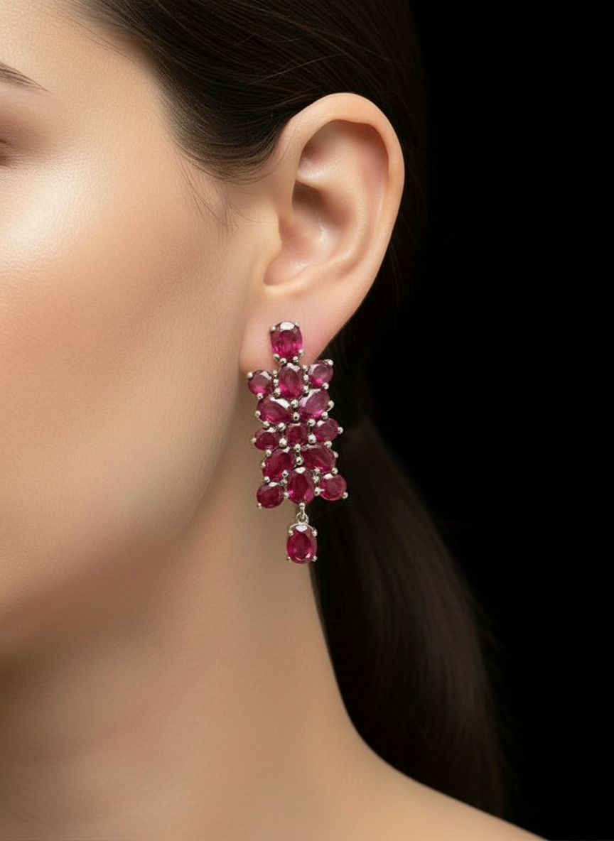 20CT Genuine Certified Handmade Burmese Pigeon Blood Ruby Earrings