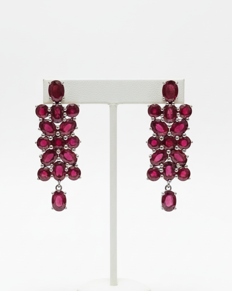 20CT Genuine Certified Handmade Burmese Pigeon Blood Ruby Earrings