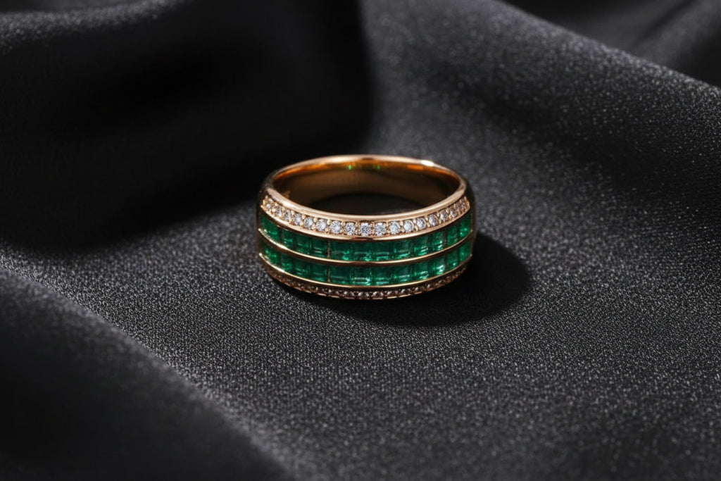 14k Rolled Gold Nano Emerald Ring