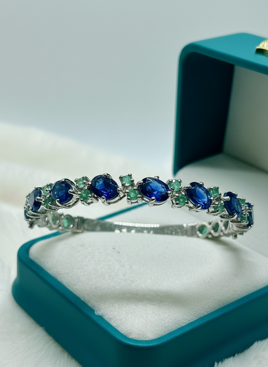 Handmade genuine Sapphires, Kyanite and Sapphire Bracelet