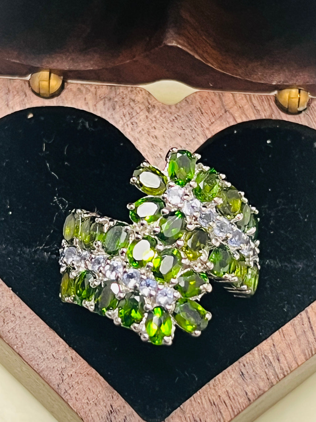 Handmade Chrome Diopside & Tanzanite Vine Ring