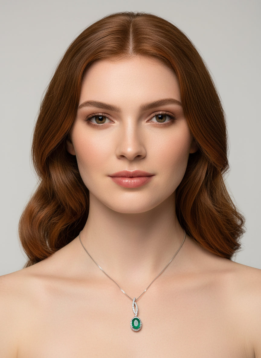 Natural Emerald & White Topaz Minimal Design Handmade Set